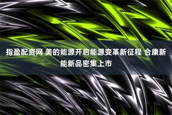 指盈配资网 美的能源开启能源变革新征程 合康新能新品密集上市