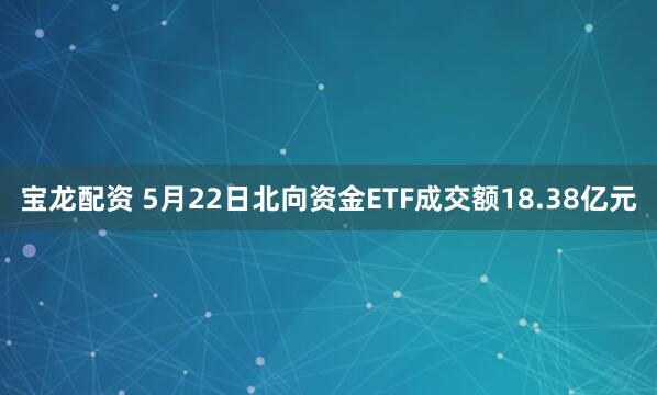 宝龙配资 5月22日北向资金ETF成交额18.38亿元