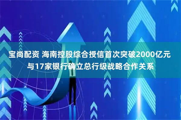 宝尚配资 海南控股综合授信首次突破2000亿元 与17家银行确立总行级战略合作关系